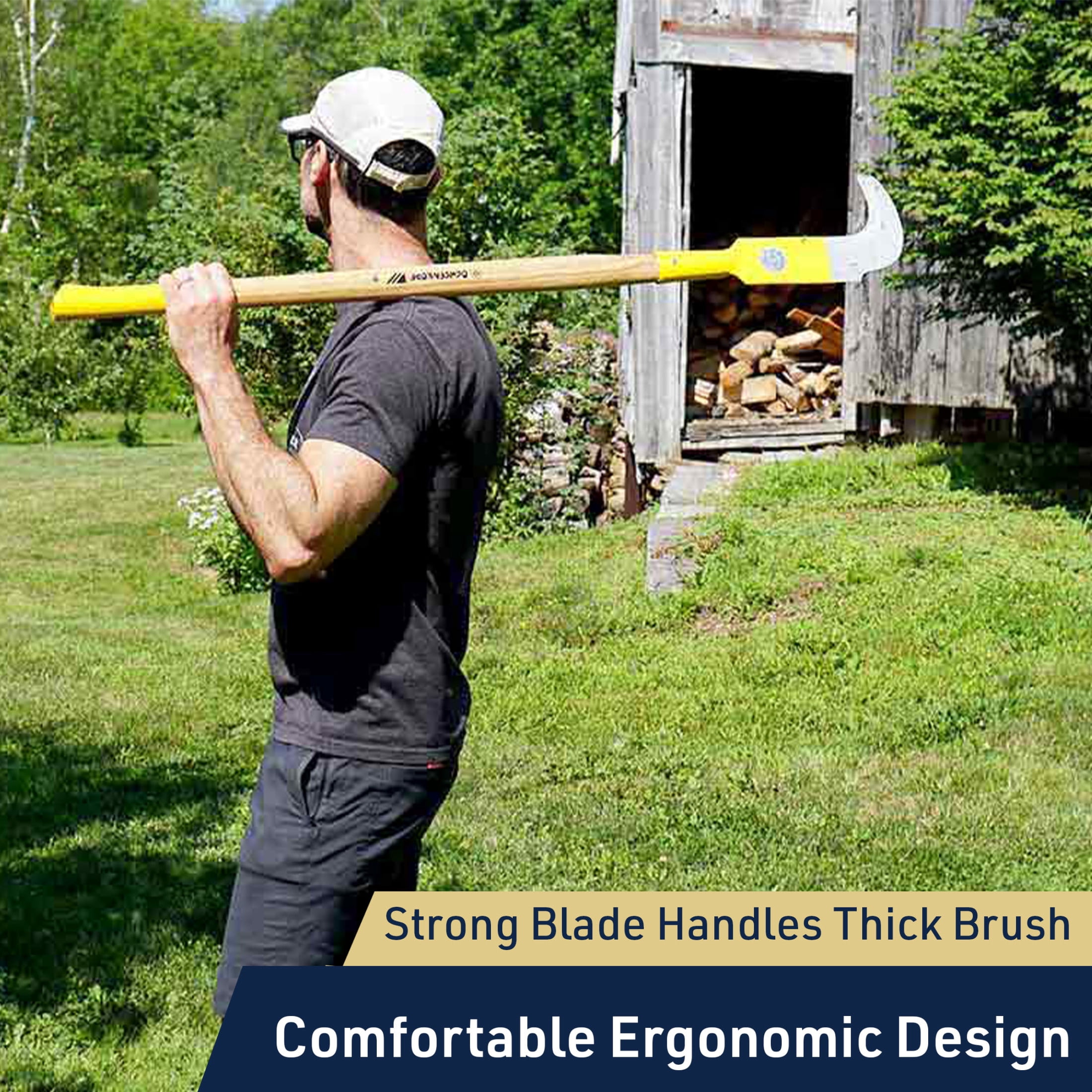 Kings County Tools 47” Brush Cutter Weeding Sickle Garden Tool with Double-Edged Blade