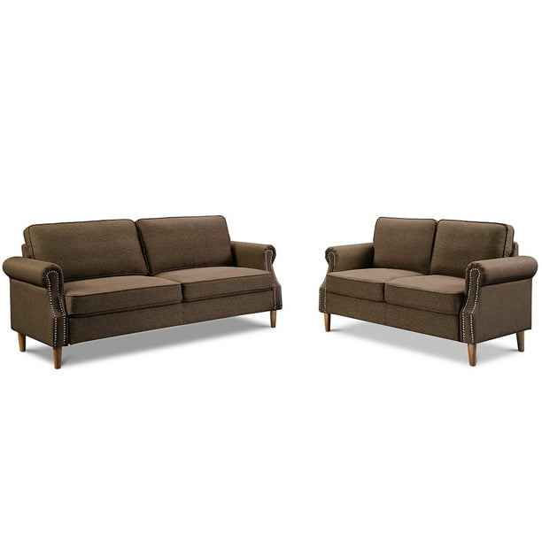 Clearance! Set of 2 Mid Century Sofa, Modern Sectional Sofa for Small
