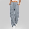 thumbnail image 4 of Women's Summer Casual Fashion Solid Color Quick Drying Work High Waist Straight Tube Wide Leg Multi Pocket Pants, 4 of 6