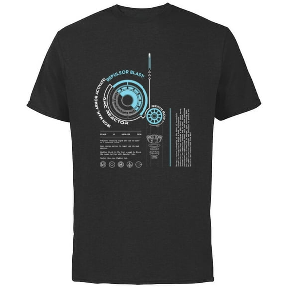 Marvel Avengers Iron Man Armor ARC Reactor Data Readout - Short Sleeve Cotton T-Shirt for Adults - Customized-Black