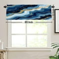 thumbnail image 3 of Remain Unique Blue Gold Marble Pattern Polyester Rod Pocket Curtain Valance for Home Bedroom Living Room Kitchen Window Decor 54x18 inch, 3 of 5