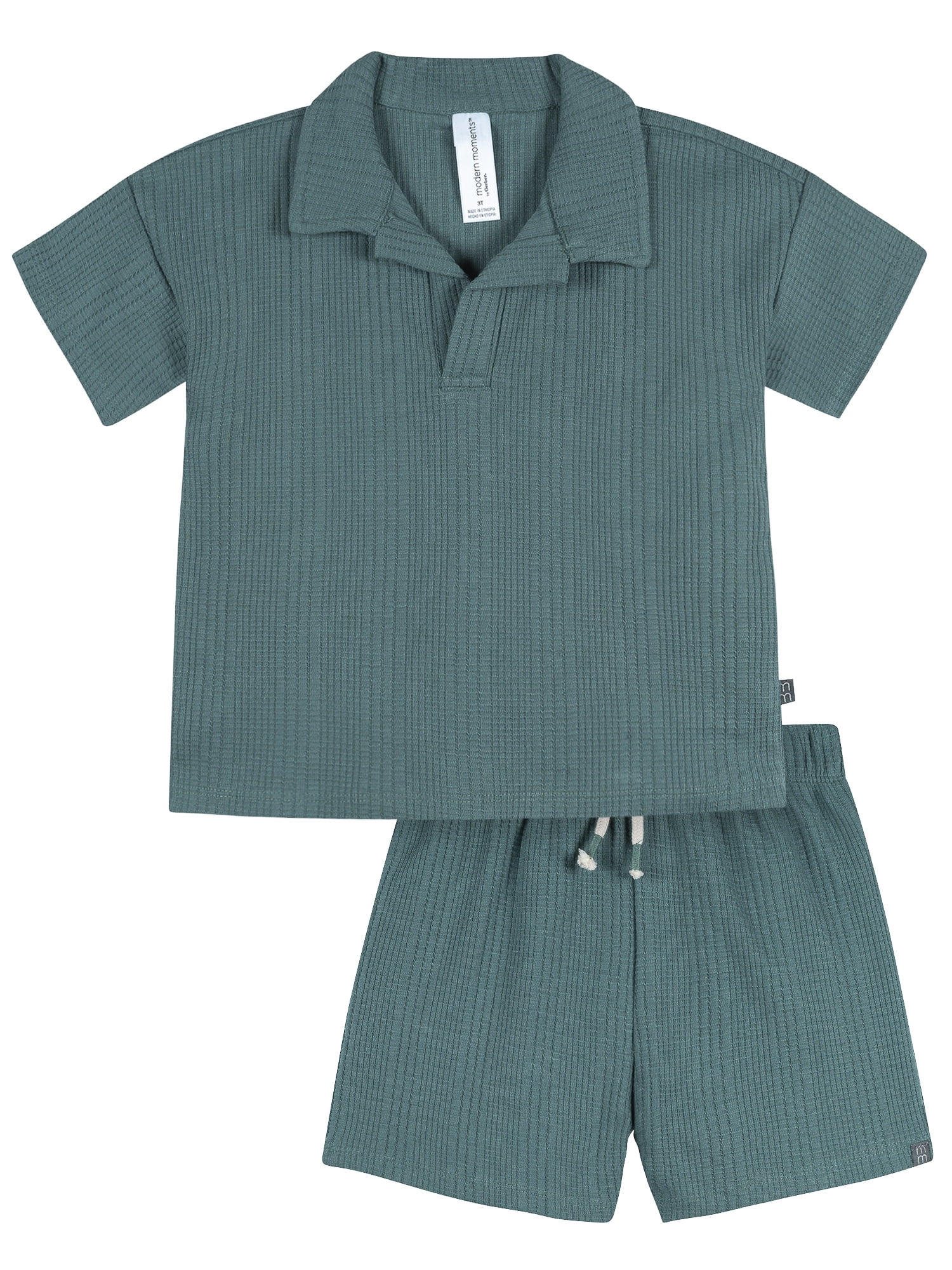 Modern Moments by Gerber Baby and Toddler Boy Johnny Collar Top and Pant Set, 2-Piece, Sizes 0/3 Months - 5T