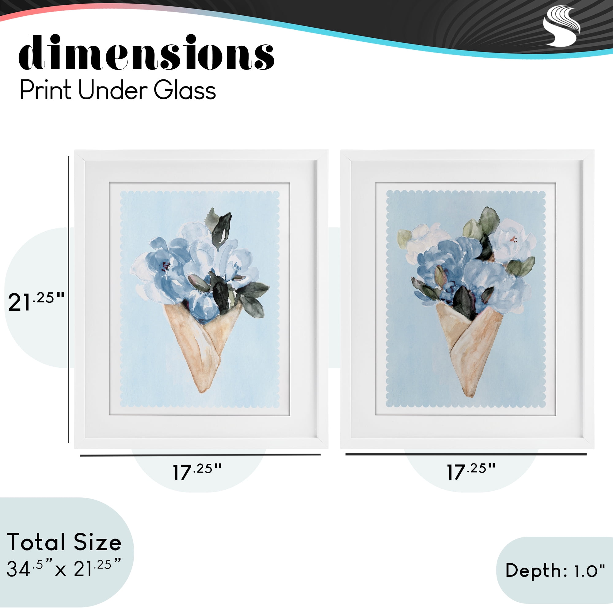 Stupell Industries Blue Flower Gift Bouquets 2 Piece White Framed Print Under Glass Set, design by Lanie Loreth