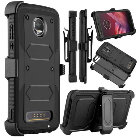 Moto Z2 Force Case, Moto Z2 Play Case, Mignova Heavy Duty Shockproof Full Body Protection Rugged Hybrid Case Cover with Swivel Belt Clip and Kickstand for Motorola Z Force 2017