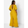 thumbnail image 5 of Rebdolls Women's Plus Solid Print Bell Bottom Jumpsuit - Mustard - 4X, 5 of 5