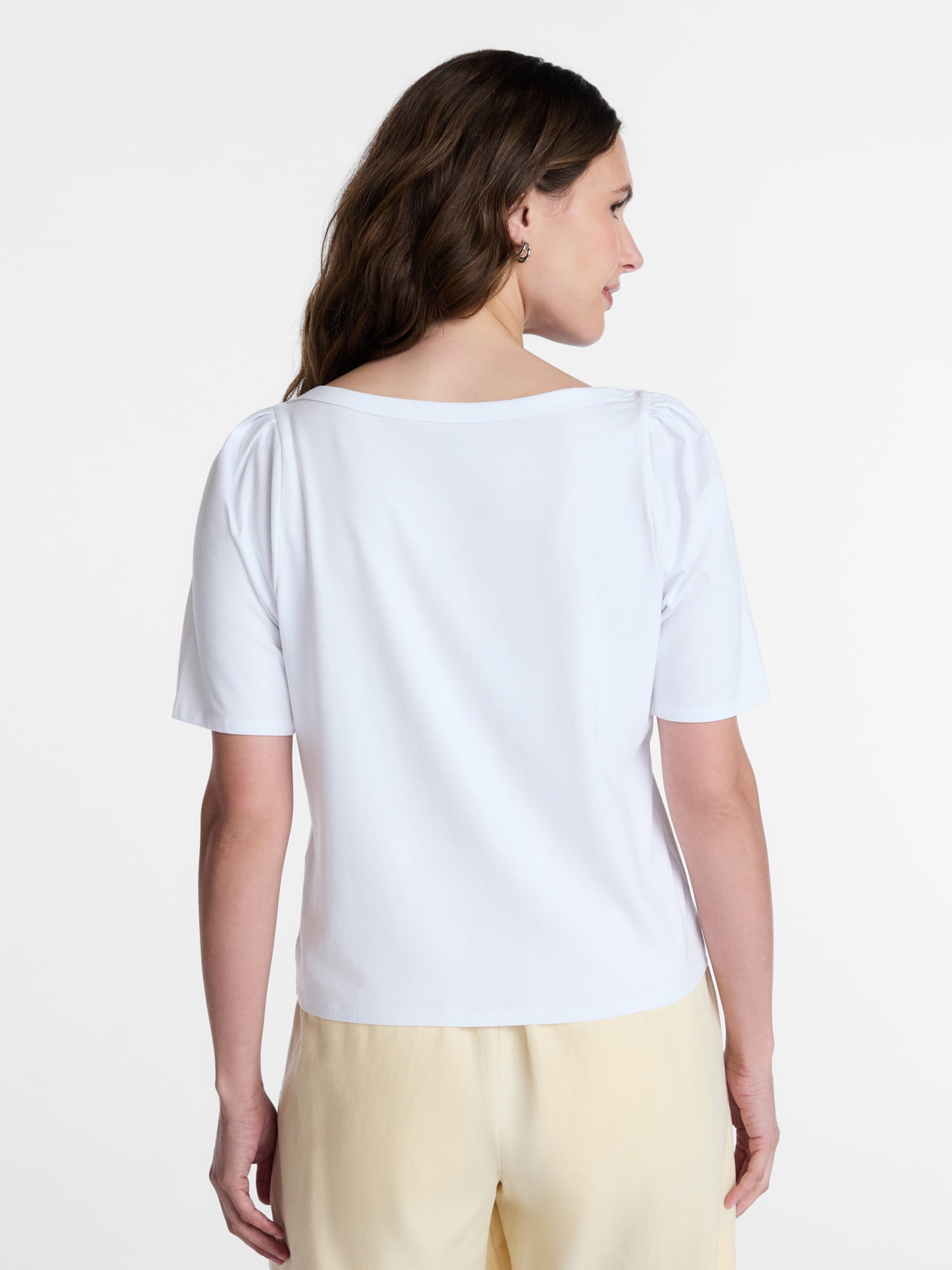 Time and Tru Women's Envelope Tee with Short Sleeves, Sizes XS-XXXL