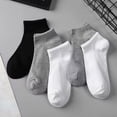 thumbnail image 4 of 5/10 pares de calcetines para hombre y mujer, de corte bajo, transpirables, de negocios, de color sólido, cómodos, hasta el tobillo, finos, informales, blancos y negros, para verano, 4 of 5