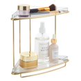 thumbnail image 2 of mDesign Steel/Plastic 2-Tier Bathroom Organizer Corner Shelf - Clear/Soft Brass, 2 of 5