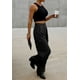 thumbnail image 3 of Pantalones cargo Dokotoo negros de cintura alta y pierna ancha para mujer, 3 of 7