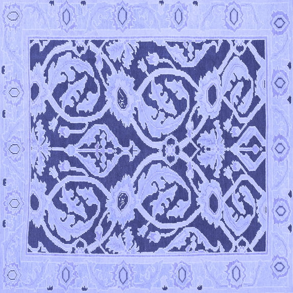 Ahgly Company Indoor Square Abstract Blue Modern Area Rugs, 5' Square
