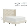 thumbnail image 6 of Jocisland Queen Size Platform Bed Frame Velvet Upholstered Bed Deep Button Tufted Wingback Headboard/No Box Spring Required/Wood Slat Support/Easy Assembly/Cream, 6 of 7