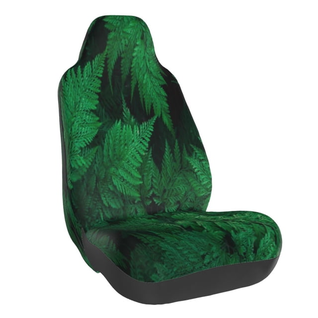 Wukai Green Leave Fern Full Set Car Seat Covers with Soft Padding Universal Auto Front Seats Protector and Cushion Mat
