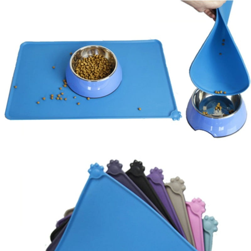Pet Food Silicone Waterproof Nonslip Feeding Mat Cats Dogs Bowl Tray