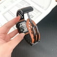 thumbnail image 4 of Band Compatible for Apple Watch 41mm 40mm 38mm Luxury PU Leather Breathable Hole Design Folding Buckle Replacement Bracelet Strap for iWatch Series 9 8 7 6 5 4 SE 3 2 1, Brown, 4 of 6