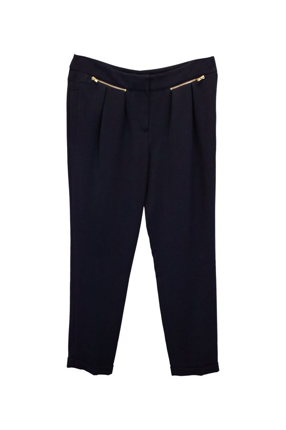 Pre-Owned Maje Pleated Trousers in Navy Blue Acetate