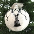 thumbnail image 3 of Laved Italian Ornaments WHITE BALL BLACK SILVER TASSELS Glass Christmas 24373, 3 of 3