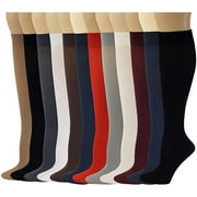 SUMONA Ladies 12 Pairs Multi Color Pack Opaque Trouser Knee High Socks 9-11