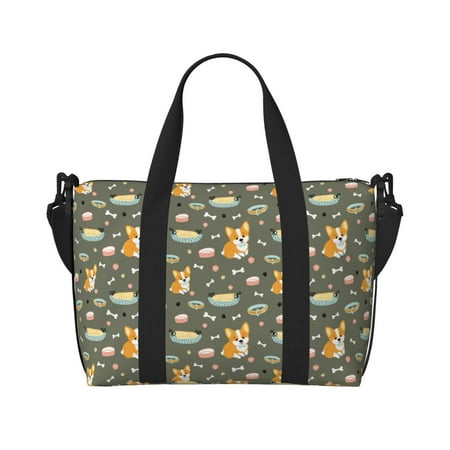 Duffle Bag for Travel Essentials - Funny Cute Corgi Dog Collar Duffel Bag Gym Bag Overnight Weekender Bags for women  Waterproof Shoulder Bag Carry On Tote Bag for Women Men