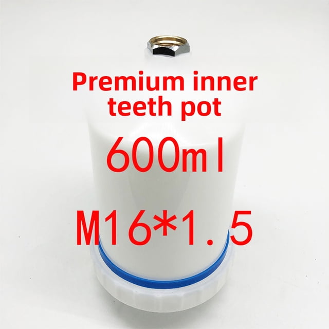 Yihao Factory Wholesale 600ML PVC Corrosion-Resistant Paint Sprayer Barrel with M16*1.5 Internal Thread, Lightweight 0.15kg & Compact 18cm Design for Air Compressor Tools, Easy-Clean Internal Teeth
