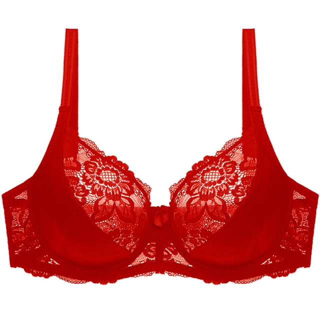 Fgnfyis Soutien-gorge Grande Taille en Dentelle Double Aguichant pour Femmes, Soutiens-Gorge pour Femmes Rouge 40