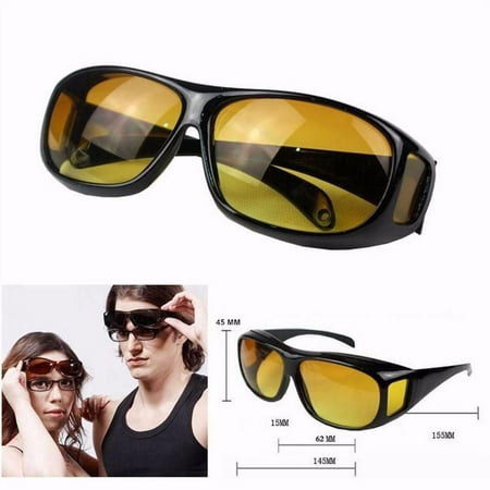 Wrap Around Night Vision Glasses, Fit Over Prescription Glasses with HD Polarized Yellow Lens Night Driving Glasses