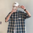 thumbnail image 2 of Camisa a cuadros para hombre, ropa de calle coreana Y2k, Blusa de manga corta a la moda de verano, novedad de 2024, 2 of 5