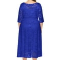 thumbnail image 5 of Jinhomg Womens Elegant Lace Dress Trendy Hollow Out Midi Dresses Plus Size Comfy 2/3 Sleeve Scooped Neckline Cocktail Party Dress Women Blue XXXL, 5 of 6