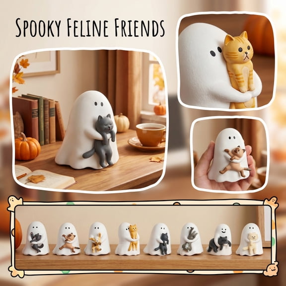 Cute Little Ghost Desk Figurine With Halloween Ghost For Home Office Shelf Display, Mini Spooky Ornament For Indoor Table Accent,Halloween Decor,Outstanding Decoration, 1pcs, A