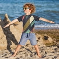 thumbnail image 3 of FORMRS Boys Rash Guard Short Sleeves Swim Shirt Quick Dry UPF 50+ Sun Protection, Sizes 3-12T, Green Geometric, 3 of 6