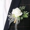 thumbnail image 6 of Tuphregyow Elegant White Silk Rose Corsage & Boutonniere Set - Adjustable Wrist Strap for Weddings, Prom, Graduation - Unisex Design for All Occasions White, 6 of 9