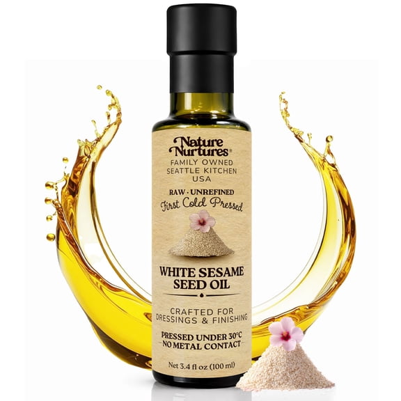 White Sesame Oil Raw First Cold Pressed Small Batch Handcrafted in Seattle USA