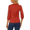 thumbnail image 3 of INSPIRE CHIC Women's Satin Blouse Casual Solid Long Sleeve V Neck Top Shirts S Red, 3 of 6