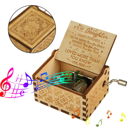 EEEKit Engraved Music Box, You are My Sunshine Wood Music Boxes,Laser Engraved Vintage Wooden Sunshine Musical Box Gifts for Birthday/Christmas/Valentine's Day (Wood)