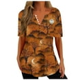 thumbnail image 2 of Women Short Sleeve Fashion Durable Loose Fitting Leisure Fashion Drawstring Printed Loose Thin section Christmas gift Sexy Lining Beige Trendy Short Sleeve Size 2XL, 2 of 5