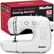 Mueller Ultra Stitch, Easy to Use Sewing Machine, 110 Stitch Applications, LED Light, Foot Pedal, Reverse, Buttonhole, Button and Zipper Sewing, Thread Cutter, Removable Accessories Storage, White