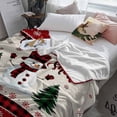 thumbnail image 3 of Christmas Snowman Throw Flannel Blanket 32x48In Snowflake Red and Black Buffalo Plaid Super Soft Cozy Bed Blanket, Lightweight Plush Fuzzy Bed Throw for Bedroom Sofa Couch Living Room, 3 of 4