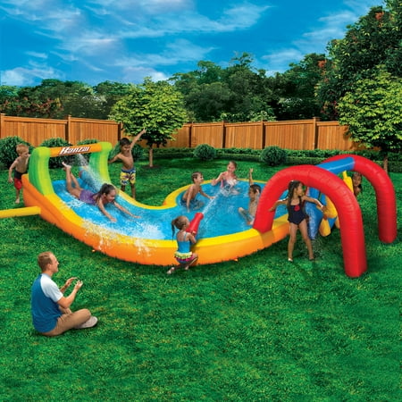 Banzai Water Park Splash Zone (Inflatable Water Slide Summer Backyard Splash Pool Aqua Gun Blaster Cannons)