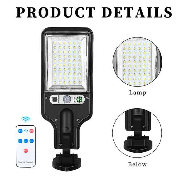 Luces de calle solares Lámpara de pared LED con sensor de movimiento de 3 modos con control remoto (B)