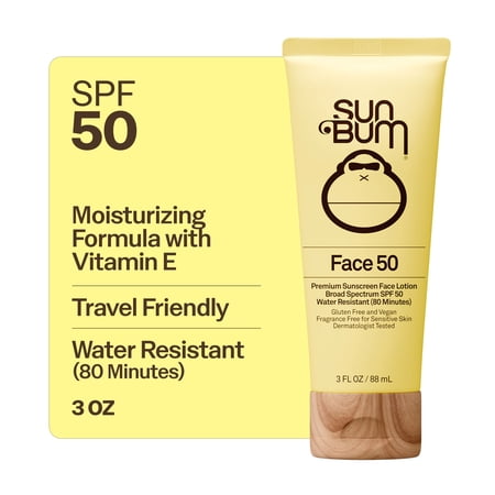 Sun Bum Premium Sunscreen Face Lotion, SPF 50, Fragrance Free, 3 fl oz