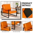 thumbnail image 3 of AWQM Modern PU Leather Accent Chair Set of 2, Modern Arm Chairs with Extra-Thick Padded Backrest, Leisure Cushion Sofa Chair with Metal Frame for Living Room Bedroom, Non-Slip Adsorption Feet, Orange, 3 of 7