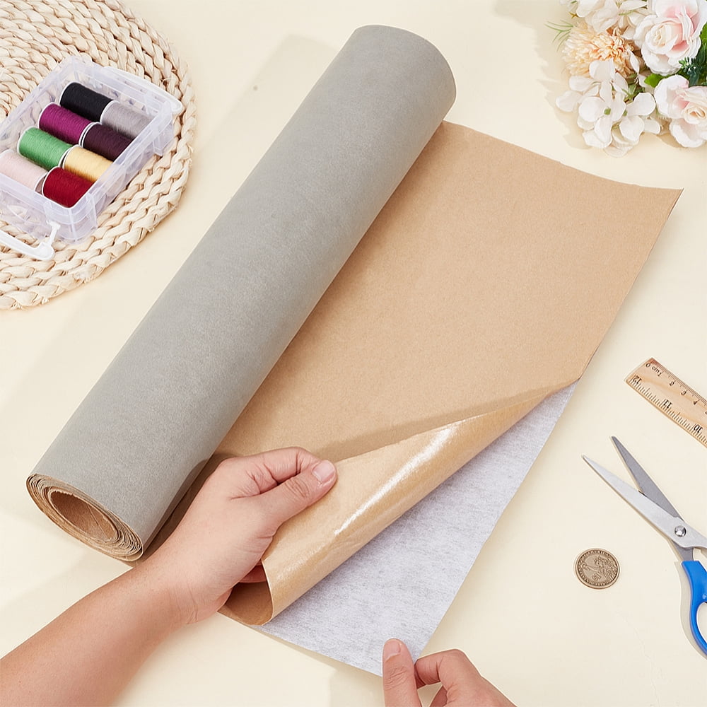 Self-adhesive Flocking Fabric DIY Craft Supplies Gray 400x0.5mm 5m/roll