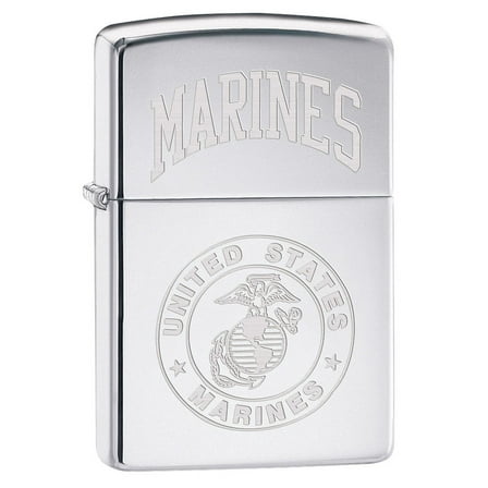 Zippo Lighter: USMC Marines Logo Engraved - High Polish Chrome 79437