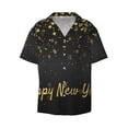 thumbnail image 2 of Lsque Happy New Year print Men's Cuban Collar Short Sleeve Shirt Summer Beachwear Casual Button Down Fashionable Vacation Leisure Shirt-3X-Large, 2 of 7