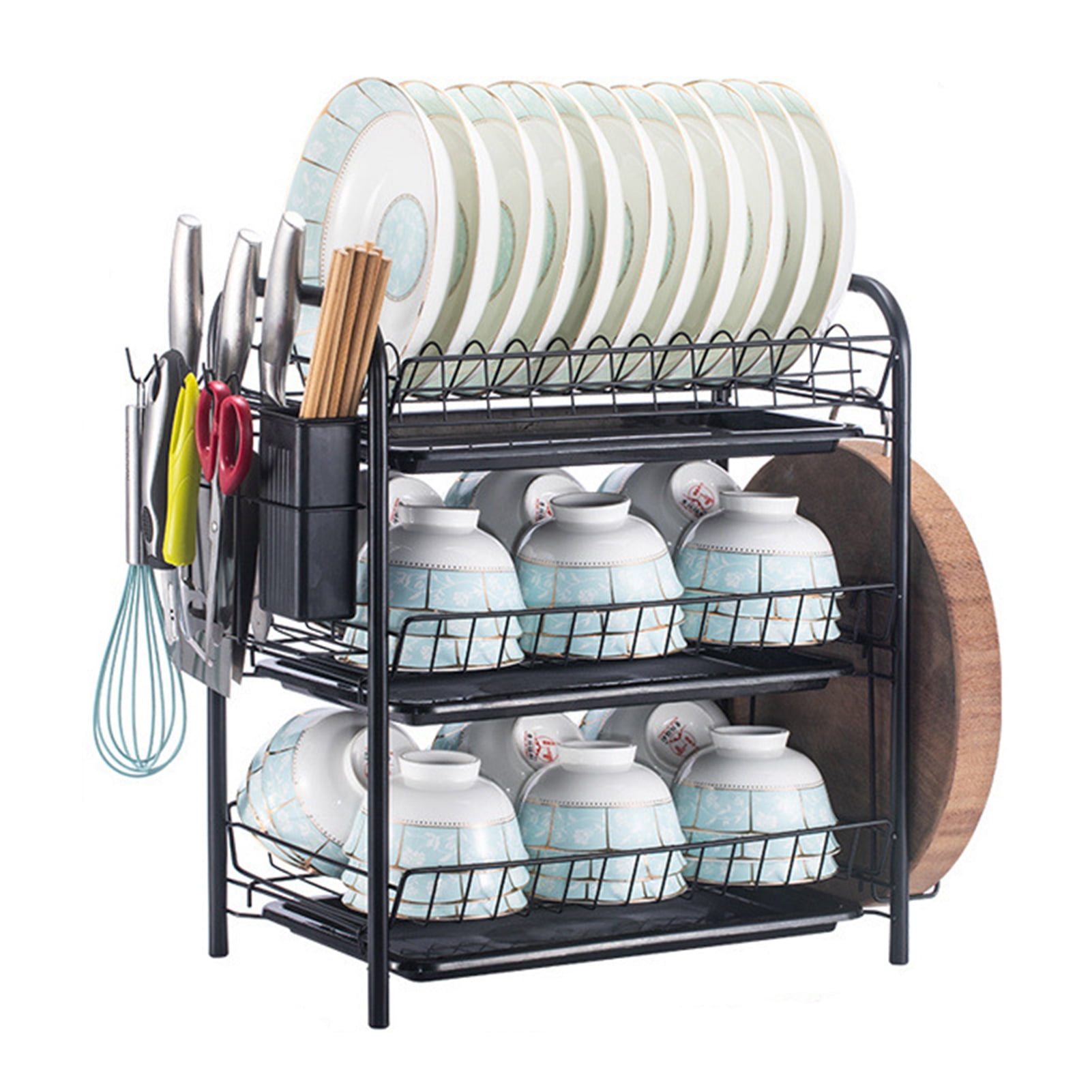 Jadeshay 3 Tier Wall Mount Kitchen Dish Rack, Hanging Silverware Dish
