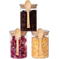 thumbnail image 1 of baomifa-Glass Jars with Bamboo Lids and Spoon, 17 OZ Set of 3 Small Glass Sugar Container with Wooden Lids and Scoop, Coffee Tea Jars for Loose Tea, Coffee Bar Containers, 1 of 4