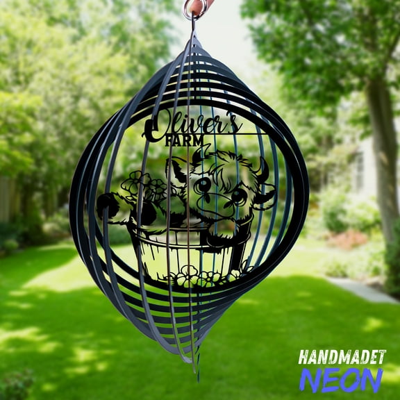 Handmadetneonsign Cute Highland Cow Wind Spinner, Metal Farmhouse Yard Art, Outdoor Gardern Decor 132587