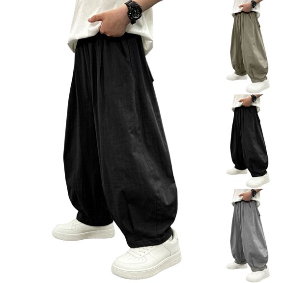 MexChoioe Big Kids Wide Leg Harem Pants Elastic Waist Solid Color Side Pockets Loose Cut Fall Winter Casual Pants for Boys and Girls
