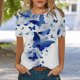 thumbnail image 2 of Gibobby Camisetas Mujer Manga Corta Camiseta manga corta con cuello redondo y estampado moda informal para mujer(Azul,CH), 2 of 4