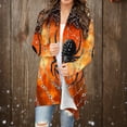 thumbnail image 2 of TFEOQRY Women's Pattern Print Cardigan Long Sleeve Open Front Long Sleeve Coat Casual Fall Winter Outerwear Orange-3, 2 of 6
