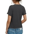 thumbnail image 3 of NAMTYQX Trendy Tops for Women 2025 Loose Soft Lightweight Solid Color Plus Size Short Sleeve Fashion Open Front V Neck Casual Dark Gray Size 3XL, 3 of 5